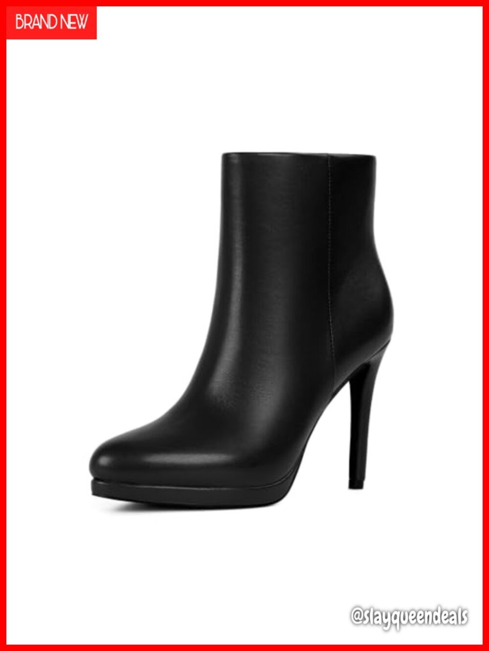 Women's Faux Leather Ankle Booties Stiletto Heel Platform Zip Closure